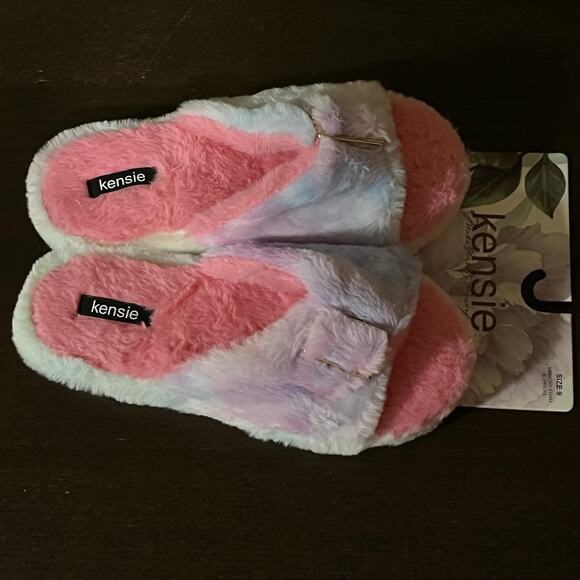 Kensie Cotton Candy Memory Foam Slippers Blue Pink Women's 9 - Picture 3 of 5